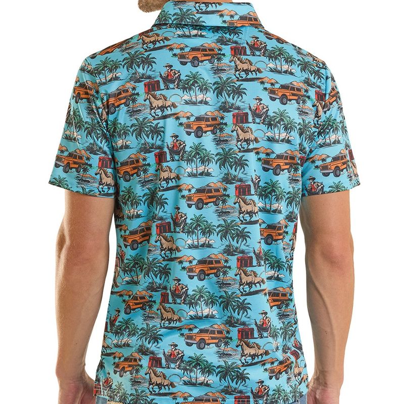 Rock and Roll Denim Dale Brisby novelty printed polo back view