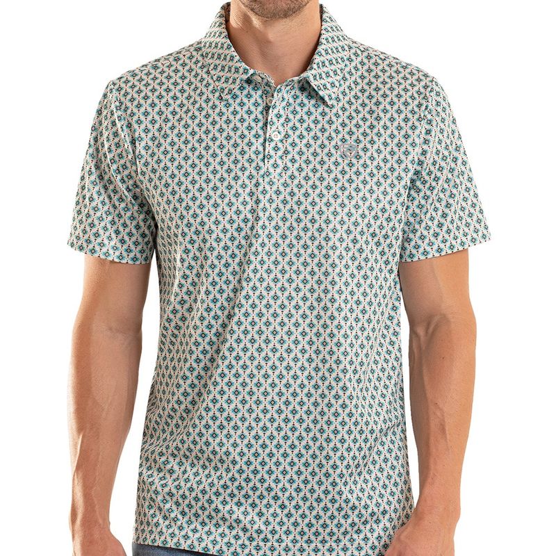 Rock and Roll Denim men’s mini Aztec geo printed polo front view