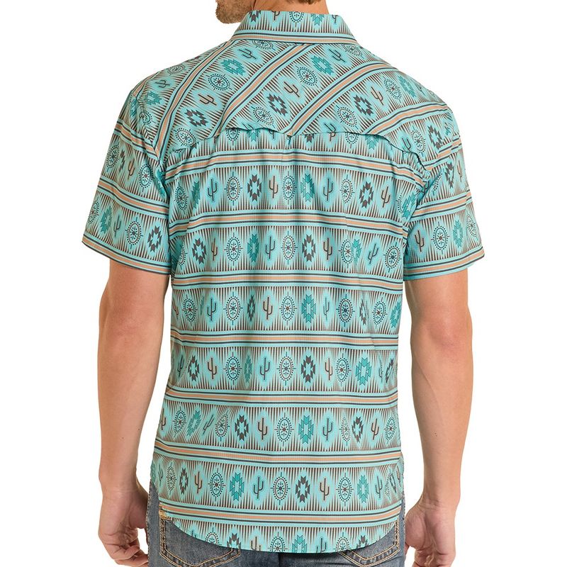 Rock and Roll Denim TEK Western short sleeve shirt back view