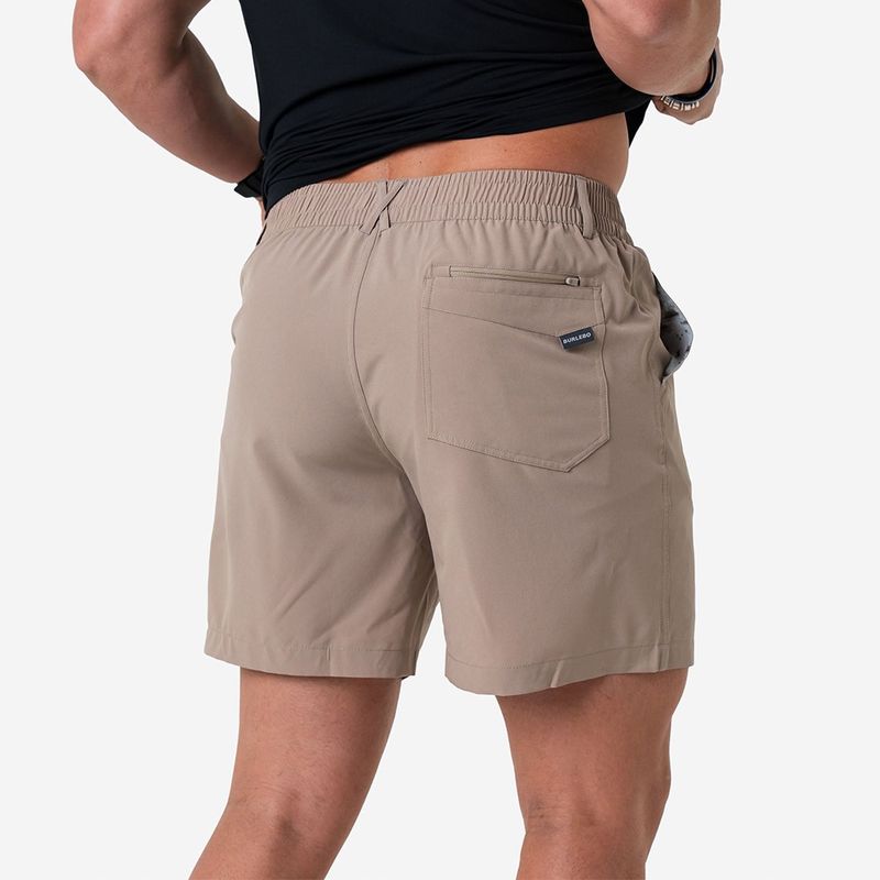 Burlebo Everyday Short Cobblestone Khaki back zipper pocket view