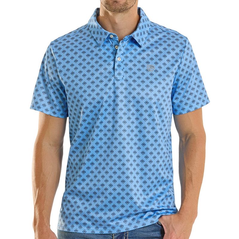 Rock and Roll Denim men’s Mini Aztec GEO printed polo front view