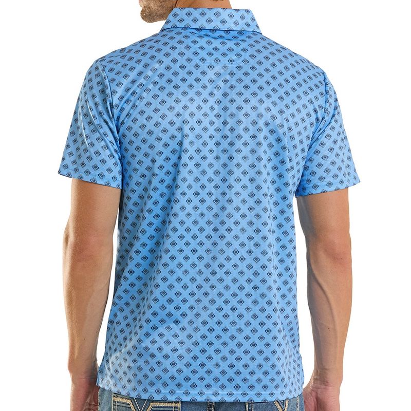 Rock and Roll Denim Mini Aztec GEO printed polo back view