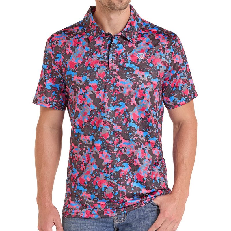 Rock and Roll Denim men’s camo printed polo front view