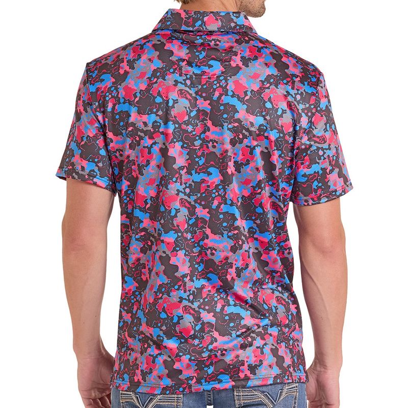 Rock and Roll Denim camo printed polo back view