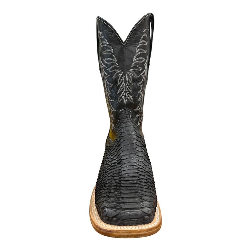 Cowtown men’s black python boots front view