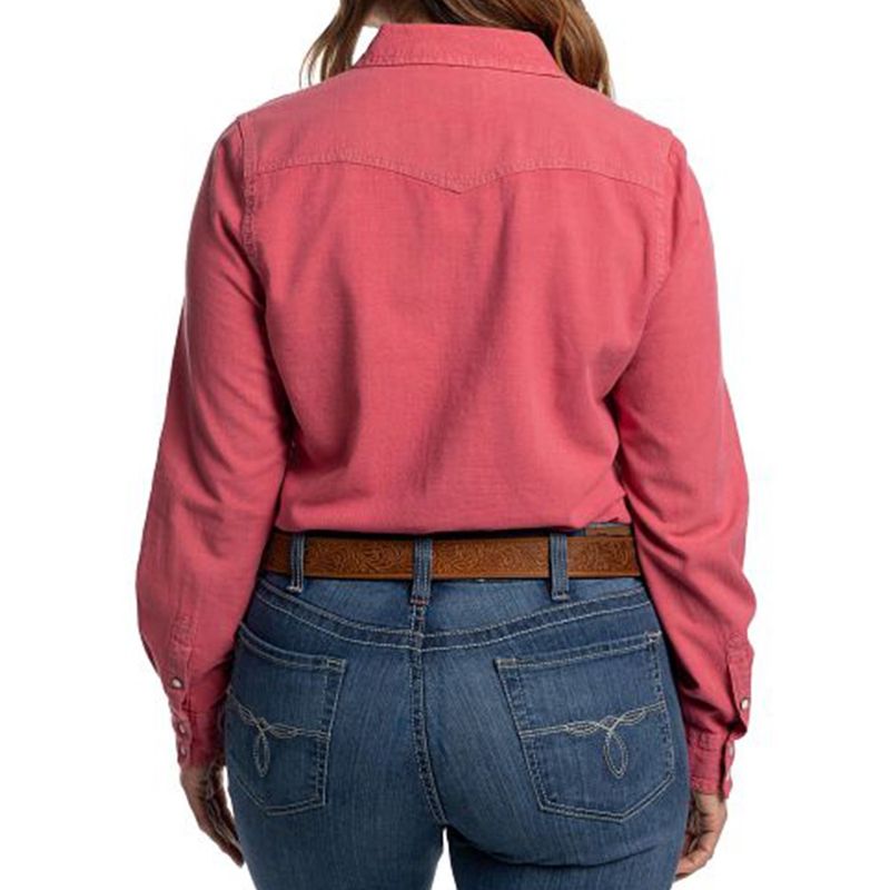 Justin Women's pink chambray shirt back view