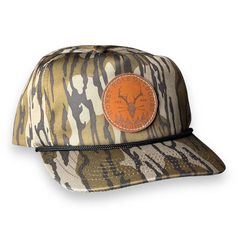 Honey Hole Outdoors Laidback Rope Hat Mossy Oak Bottomland front view