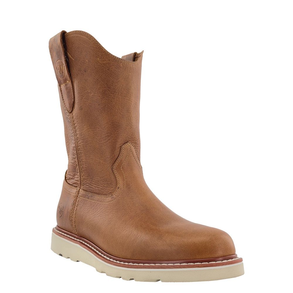 R. Watson men's Tan Renegade work ranch boots front view