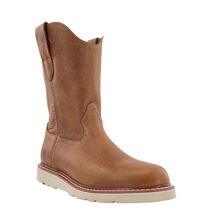 R. Watson men's Tan Renegade work ranch boots front view