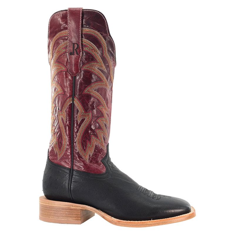 R. Watson Black Smooth Ostrich boots right side view