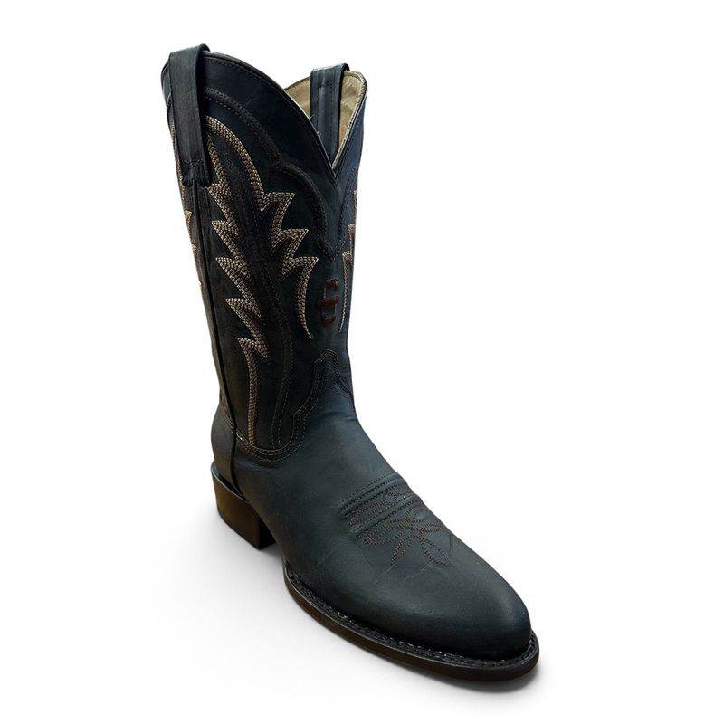 Stetson Men's Caldwell Oily Dark Brown Goat Cowboy Boots worn with jeans for classic Western style