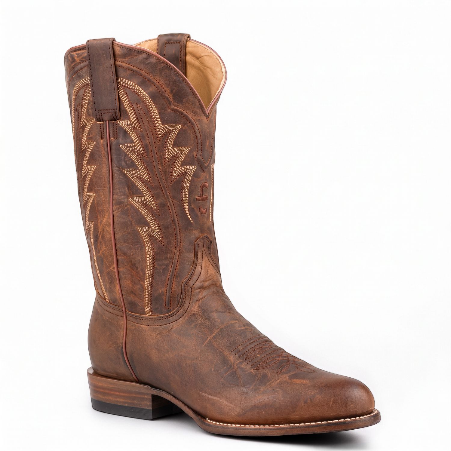 Stetson Caldwell Burnished Tan Leather Cowboy Boot right side view