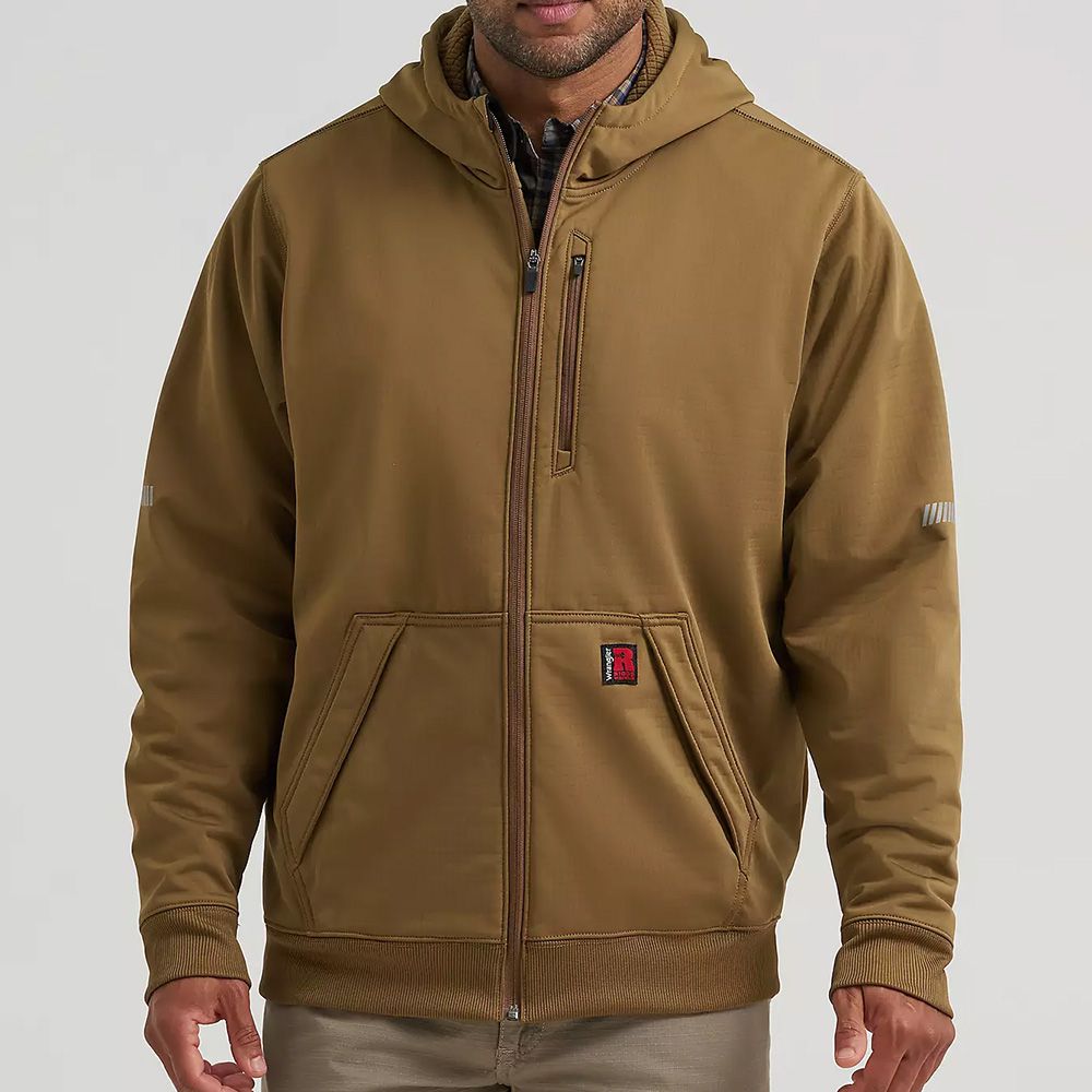 Wrangler Men's RIGGS Workwear Technical Hooded Zip Sweatshirt Kangaroo front view