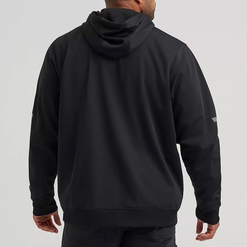 Wrangler Men's RIGGS Workwear Technical Hooded Zip Sweatshirt Black back view