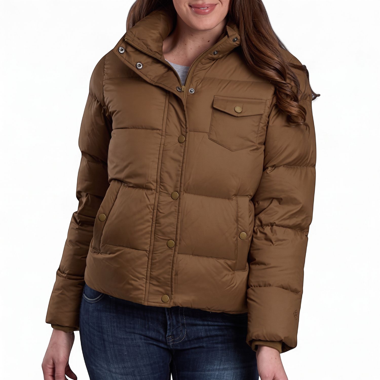 Roper Women's Tan Puffy Down Coat 03-098-0693-6233 front view