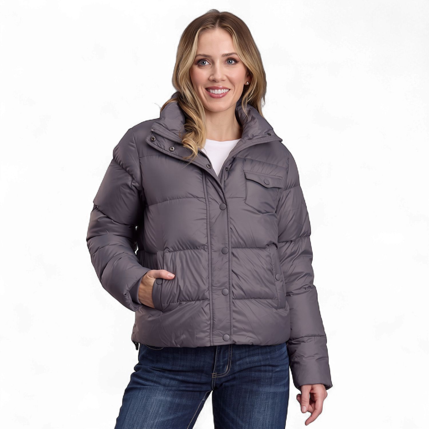 Roper Women's Puffy Grey Down Filled Coat | 03-098-0693-6234