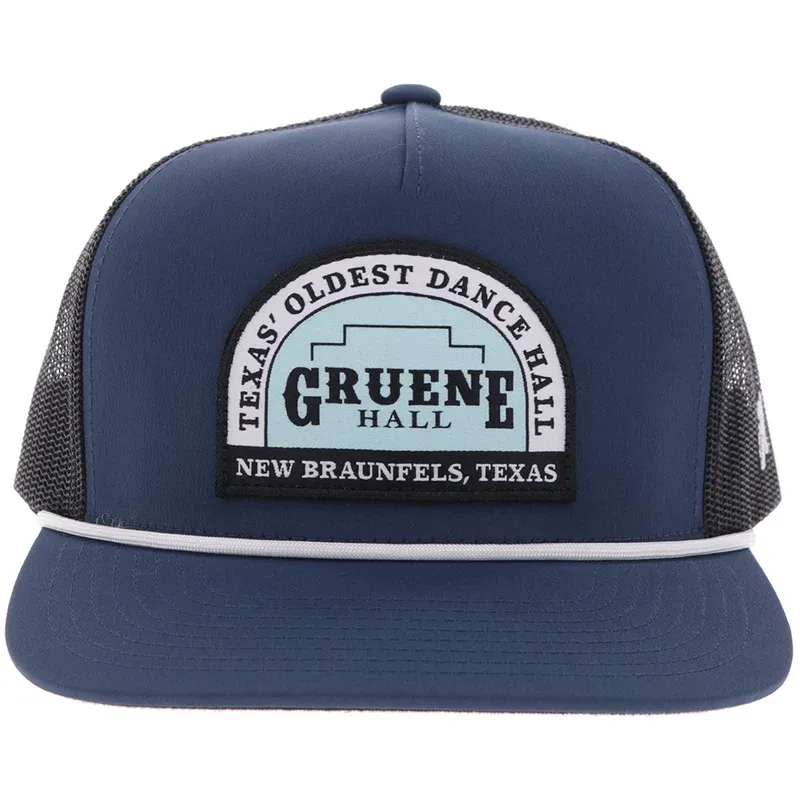 Hooey Gruene Hall Navy Black Hat GH2505T-NVBK front view with blue white black patch