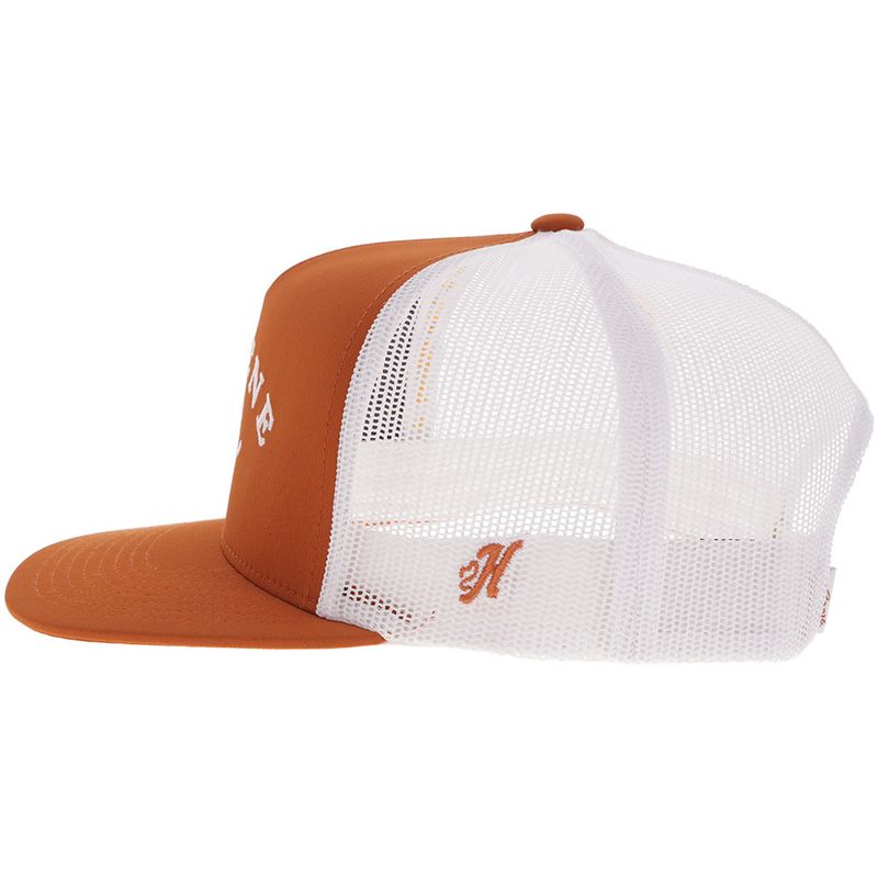 Hooey Gruene Hall Orange Odessa fabric snapback hat side view