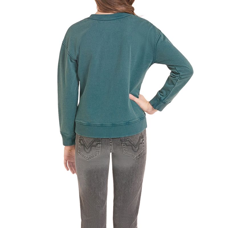 Rock &amp; Roll Denim Girls Teal Boot Stitch Pullover back view