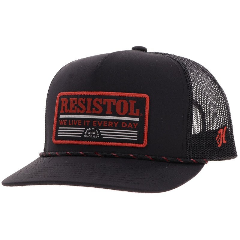 Hooey Resistol Black 5 Panel Trucker Rope Cap 2552T-BK front view