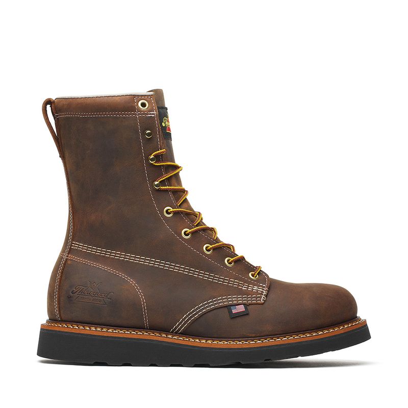 Thorogood American Heritage 8 Inch Crazy Horse Black Wedge Work Boots – Side View