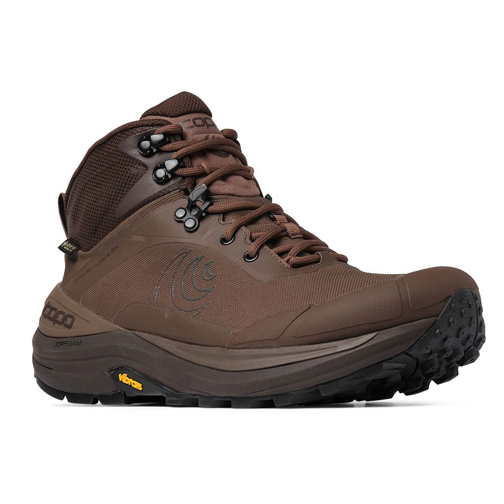 Topo Men's M-Trail Venture 3 GORE-TEX Brown Black Boots M107-BROBLK – Front View
