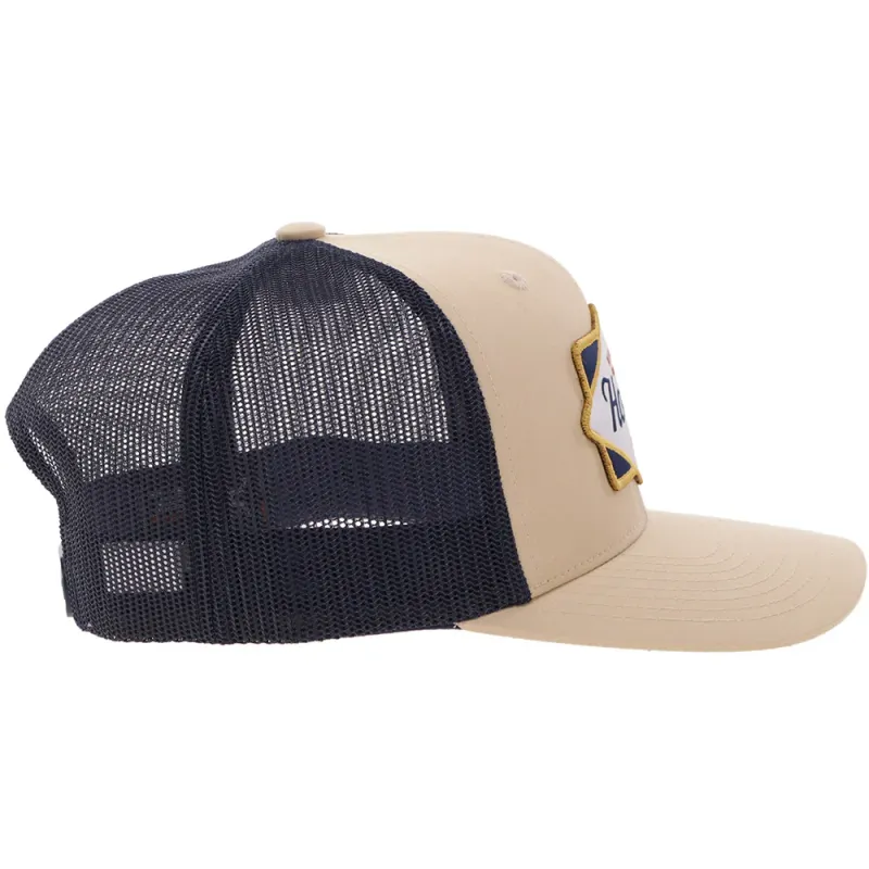 Hooey Diamond Tan Navy 6-Panel High-Profile Cap – Side View with Curved Bill