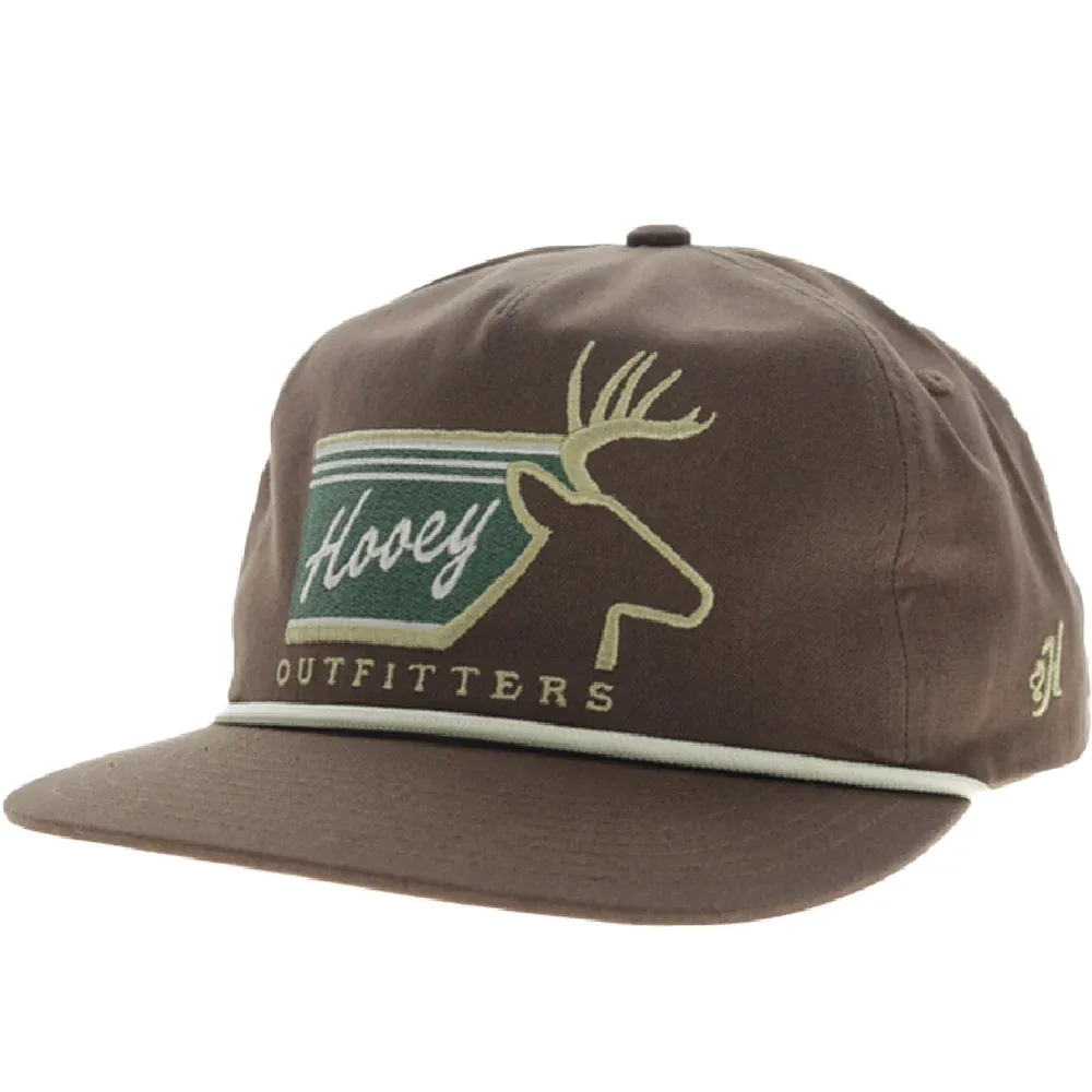 Hooey Carrizo Brown 5-Panel Hat 6039T-BR – Front View with Green Tan Hooey Buck Logo