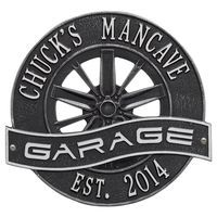Racing Wheel Garage Plaque - Standard Wall - Two Line