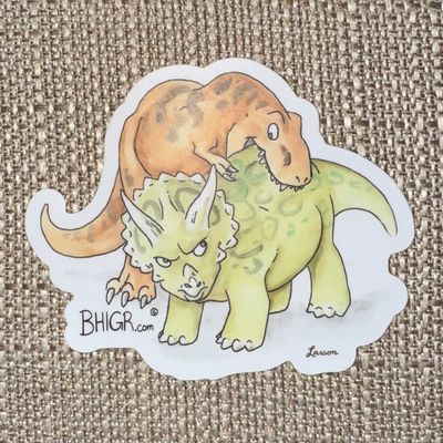 Bite Me - T. rex &amp; Triceratops - Sticker