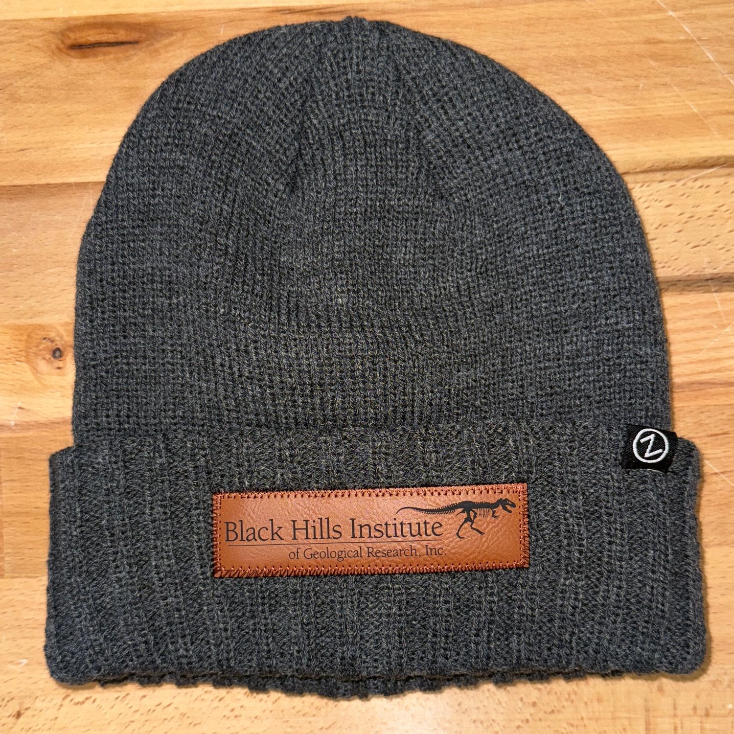 BHIGR Leather Patch Knit Beanie, Color: Charcoal
