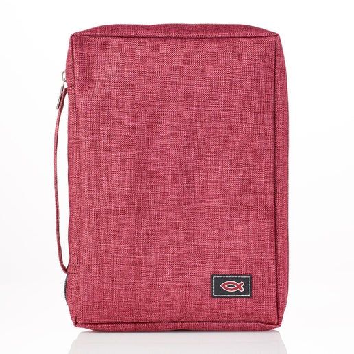 Small Jesus Fish Red Canvas Bible Cover M