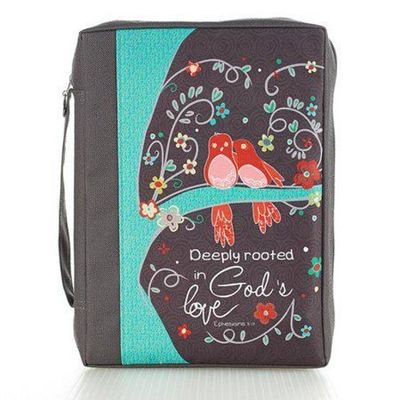 Love Grows Printed Gray Poly-Canvas Bible / Book Cover - Ephesians 3:17 L