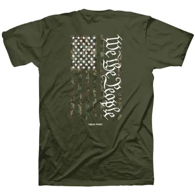 KHF4718-We The People Camo Flag Military Green Cotton Crew Neck T-Shirt XL