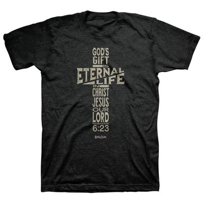 APT4375-Eternal Life Cross T-Shirt, Dark Heather M