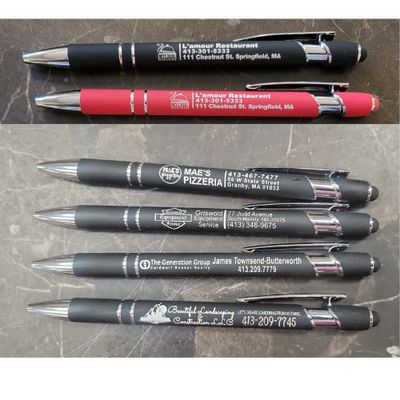 Personalized Business Pens Bulk, Metal Soft Stylus Rubberized Pen