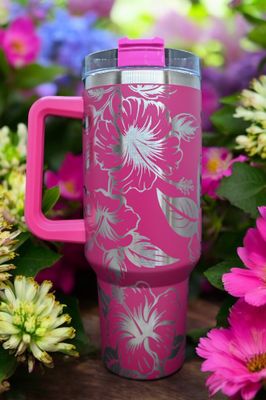 40oz Hibiscus Tumbler - Perfect Insulated Gift for Moms, Sisters, Grandmas, and Nieces