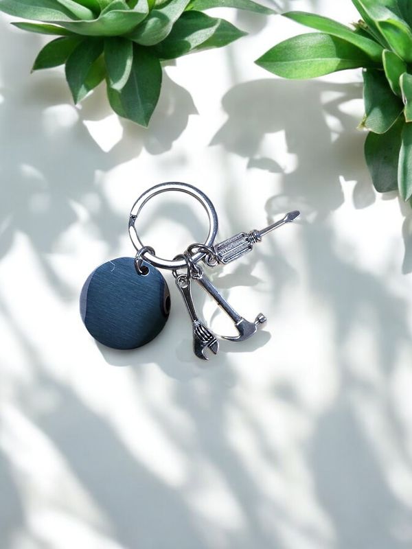 Custom Engraved Stylish Silver Tool Keychain