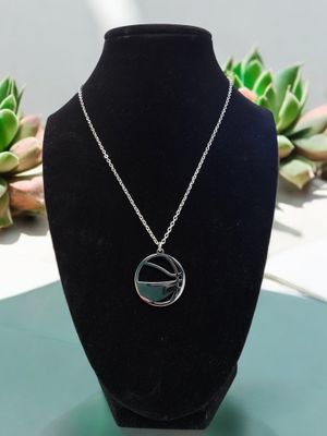 Custom Engraving Silver Basketball Necklace