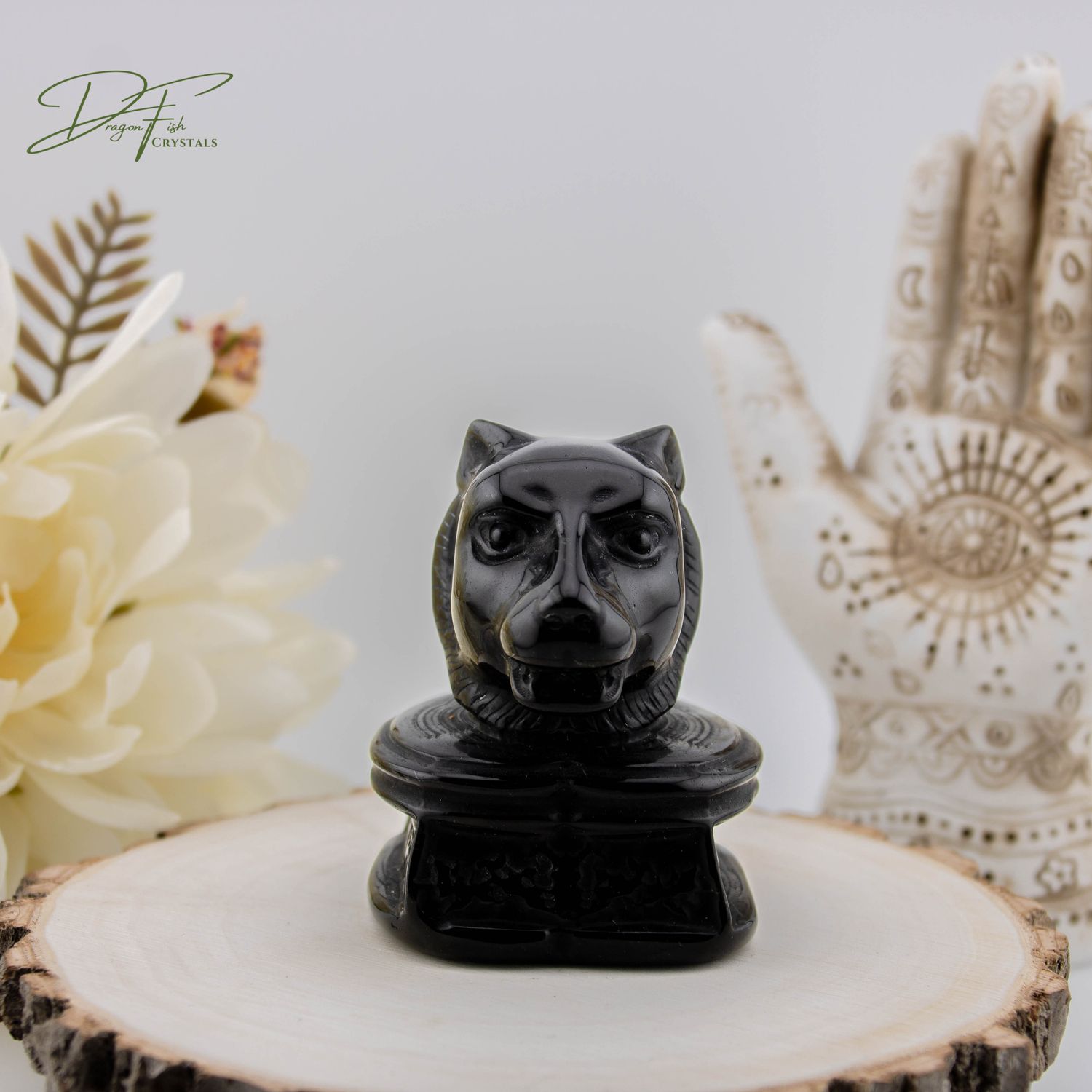 Black Obsidian Zodiac Carving, Year of the Tiger