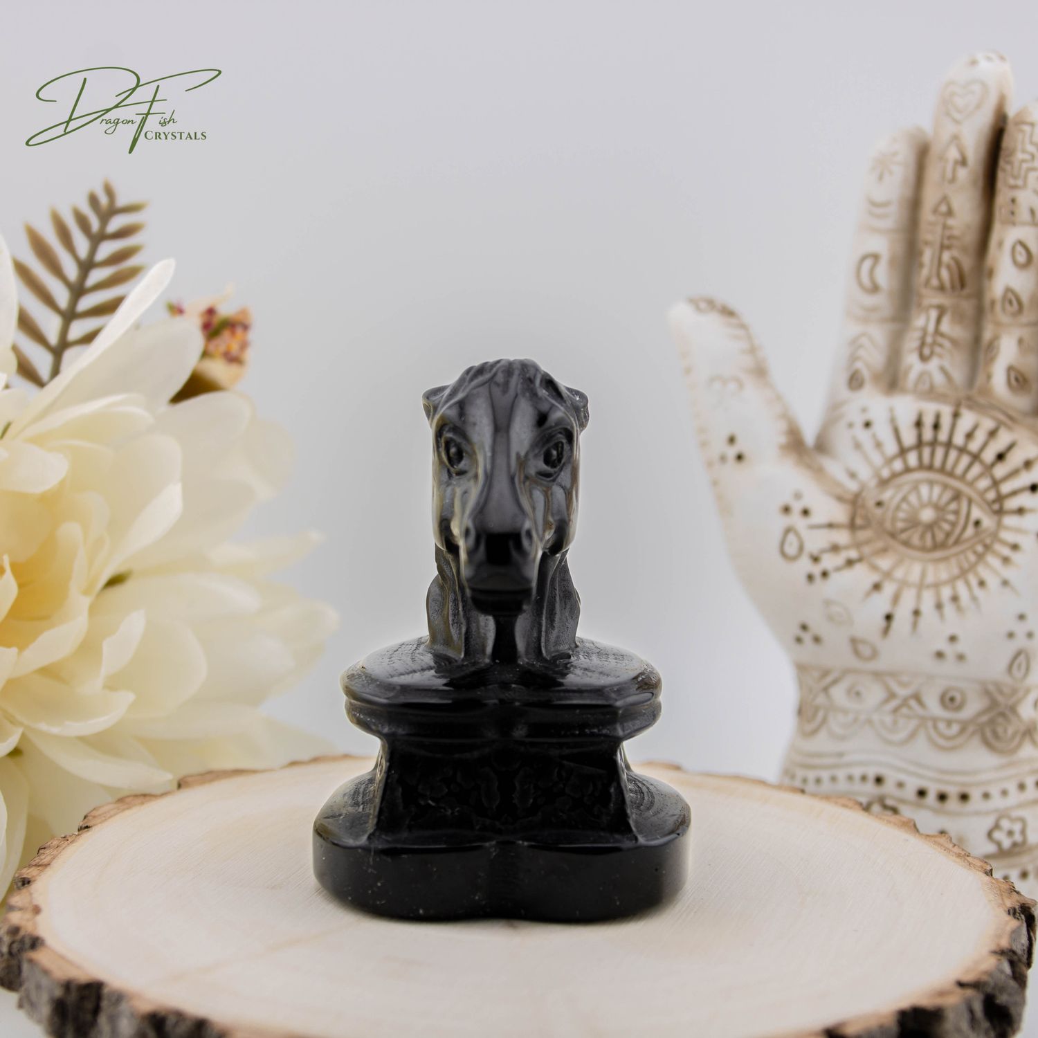 Black Obsidian Zodiac Carving, Year of the Horse