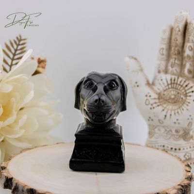 Black Obsidian Zodiac Carving, Year of the Dog