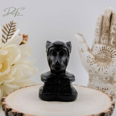 Black Obsidian Zodiac Carving, Year of the Monkey