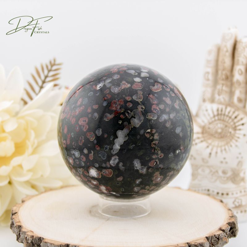 Plum Blossom Jasper Sphere