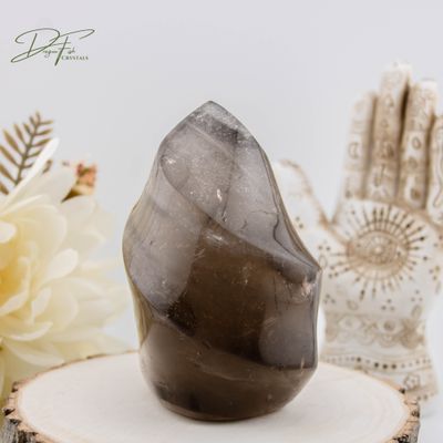 Smoky Quartz Flame with Golden Healer Inclusions