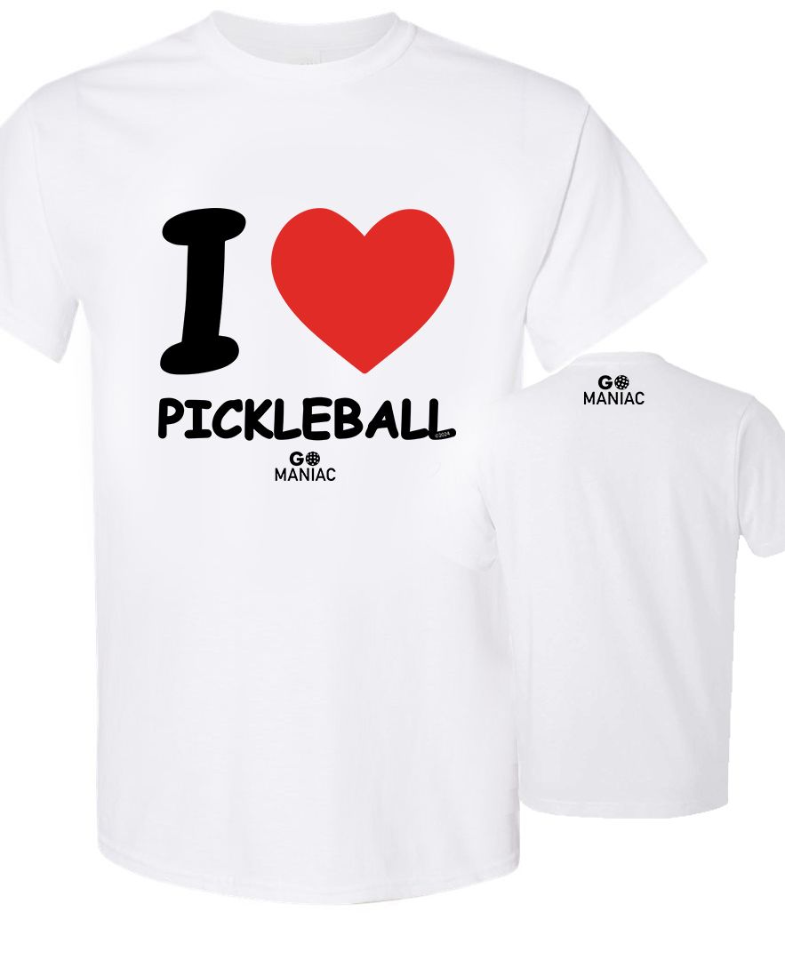 GoMANIAC - I Love Pickleball (Quebec Product), Grandeur: L, Couleur: Blanc/White