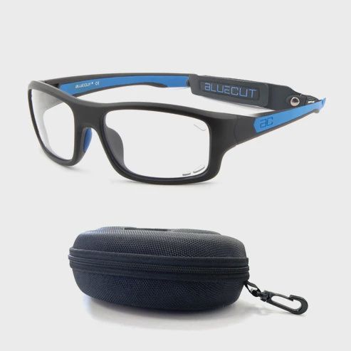 BLUE CUT BRUNO LARGE - Sports Glasses, Couleur: Noir et Bleu
