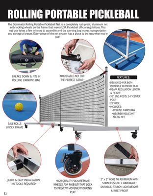 DOMINATOR Filet de pickleball sur roues - 22’