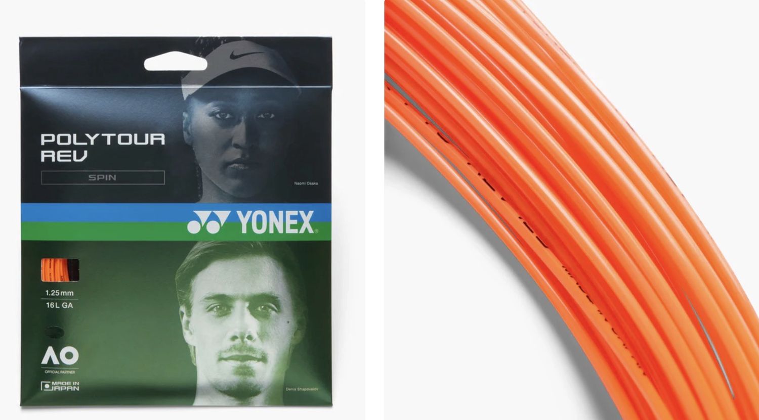 YONEX Polytour REV Spin 125 - Cordage Tennis, Couleur: Orange Vif / Bright Orange