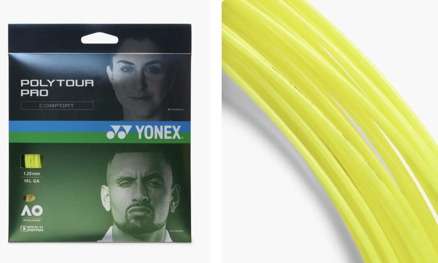 YONEX Polytour PRO Comfort 1.25 mm - Cordage Tennis, Couleur: Jaune Fluo / Flash Yellow
